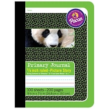 Pacon® Primary Journal, 9.75 x 7.5, .625 Ruled Picture Story, 100 Sheets, Green Panda Cover, Pack