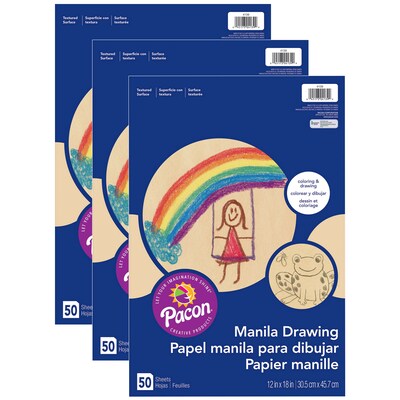 Prang Drawing Paper, 12" x 18", 50 Sheets/Pack, 3 Packs (PAC4139-3)