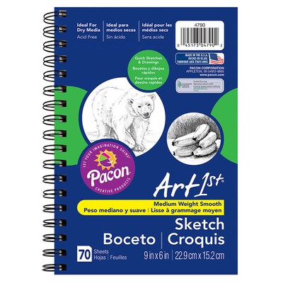 UCreate® 9" x 6" All-Purpose Sketch Diary, Standard Weight,70 Sheets, 3 Packs (PAC4790-3)