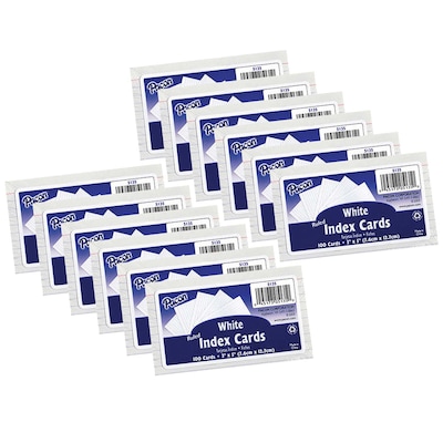 Pacon 3 x 5 Index Cards, Lined, White, 100/Pack, 12 Packs/Bundle (PAC5135-12)