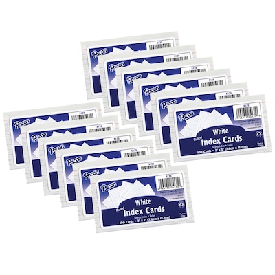 Pacon 3" x 5" Index Cards, Lined, White, 100/Pack, 12 Packs/Bundle (PAC5135-12)