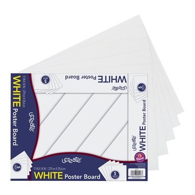 UCreate Poster Board, White, 11" x 14", 5 Sheets Per Pack, 12/Pack (PAC5417-12)