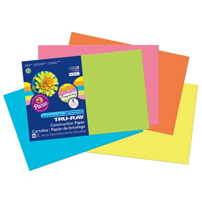 Tru-Ray 12" x 18" Construction Paper, Assorted Hot Colors, 50 Sheets/Pack, 3 Packs (PAC6597-3)