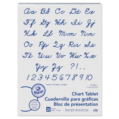 Pacon Unruled Cursive Cover Chart Tablet Easel Pad, 24" x 32", White, 25 Sheets/Pad, Pack of 2 (PAC74510-2)