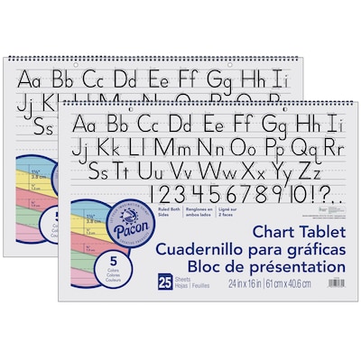 Pacon Easel Pad, 24 x 16, Primary Lined, 25 Sheets/Pad, 2 Pads/Bundle (PAC74734-2)