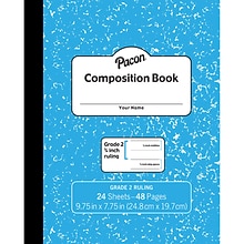 Pacon® Composition Book, 9.75 x 7.75, Grade 2 Ruling, 24 Sheets, Blue Marble, Pack of 24 (PACMMK37