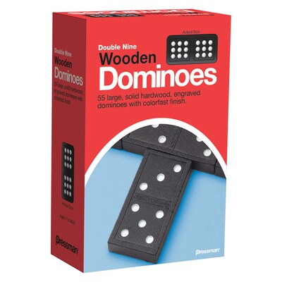 Pressman Double Nine Wooden Dominoes Game, Grade 2+ (PRE162112-3)