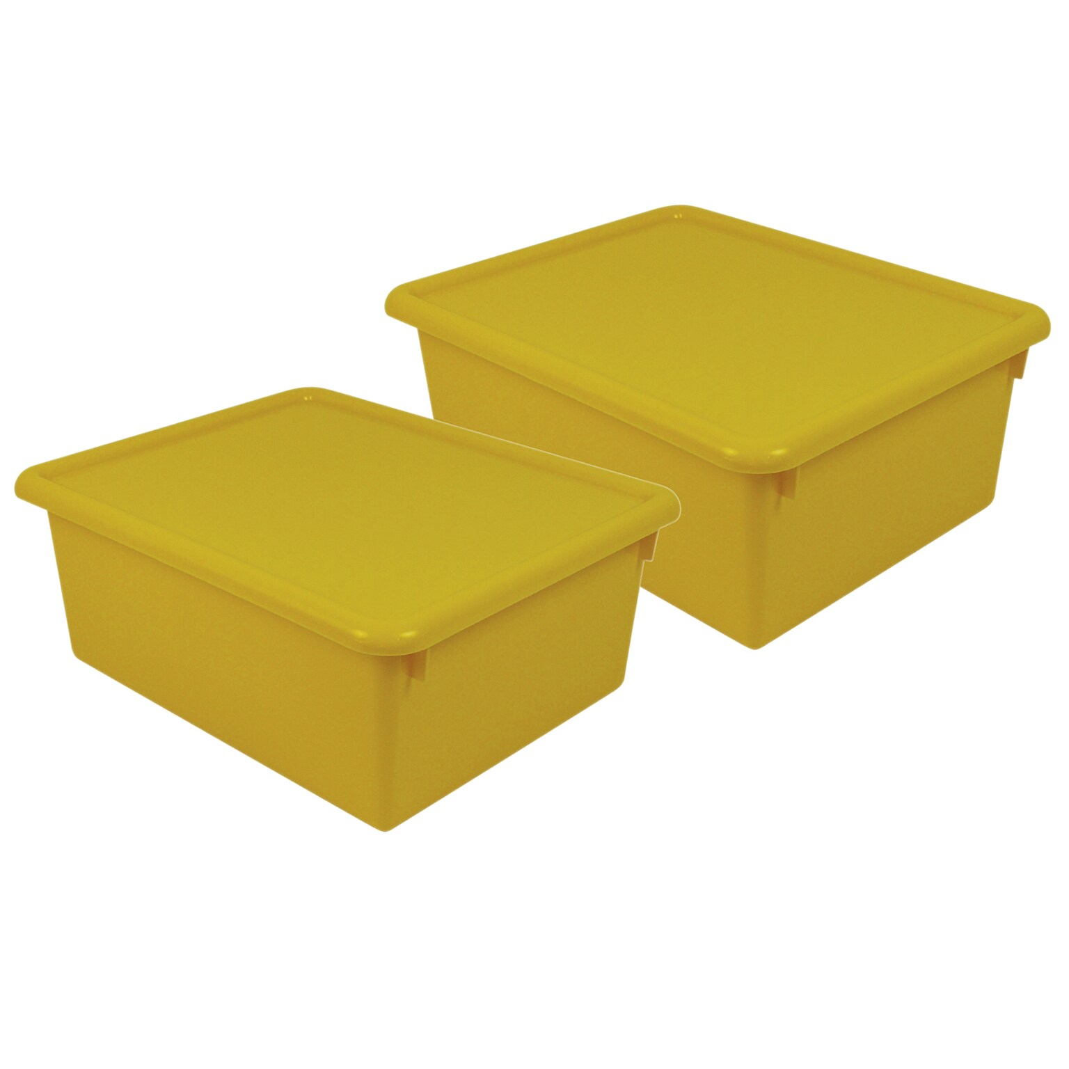 Romanoff Plastic Stowaway 5 Letter Box with Lid, Yellow, Pack of 2 (ROM16003-2)