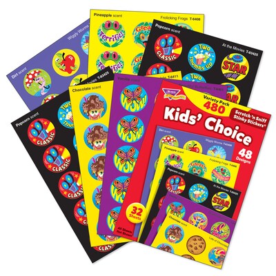 TREND Kids' Choice Stinky Stickers® Variety Pack, Multicolored, 480 Per Pack, 2 Packs (T-089-2)