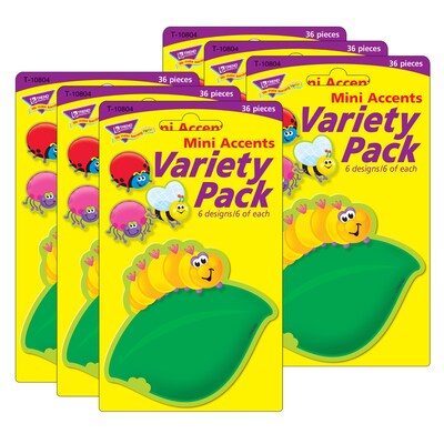 Trend Enterprises Bugs Mini Accents Variety Pack, 36/Pack, 6 Packs (T-10804-6)