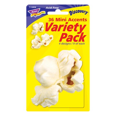 TREND Popcorn Mini Accents Variety Pack, 36 Per Pack, 6 Packs (T-10838-6)