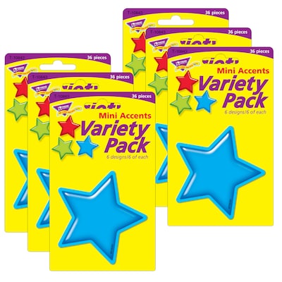 TREND Gumdrop Stars Mini Accents Variety Pack, 36 Per Pack, 6 Packs (T-10843-6)