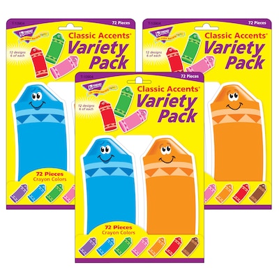 TREND Crayon Colors Classic Accents® Variety Pack, 72 Per Pack, 3 Packs (T-10904-3)