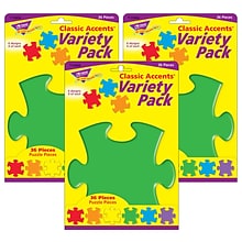 TREND Puzzle Pieces Classic Accents Variety Pack, 36 Per Pack, 6 Packs (T-10906-3)