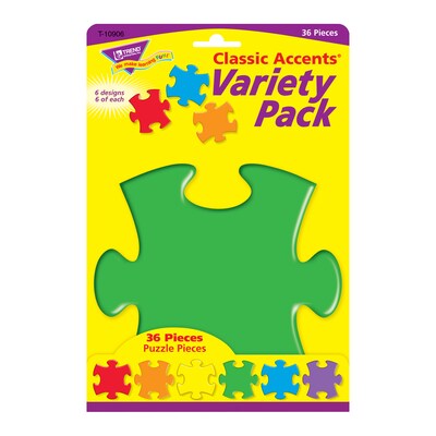 TREND Puzzle Pieces Classic Accents Variety Pack, 36/Pack, 3 Packs/Bundle (T-10906-3)