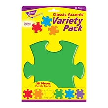 TREND Puzzle Pieces Classic Accents Variety Pack, 36 Per Pack, 6 Packs (T-10906-3)