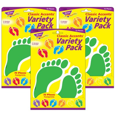 TREND Footprints Classic Accents Variety Pack, 36 Per Pack, 3 Packs (T-10929-3)
