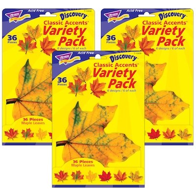 TREND Maple Leaves Classic Accents Variety Pack, 36 Per Pack, 3 Packs (T-10958-3)