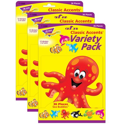 TREND Sea Buddies™ Classic Accents® Variety Pack, 36 Per Pack, 3 Packs (T-10998-3)