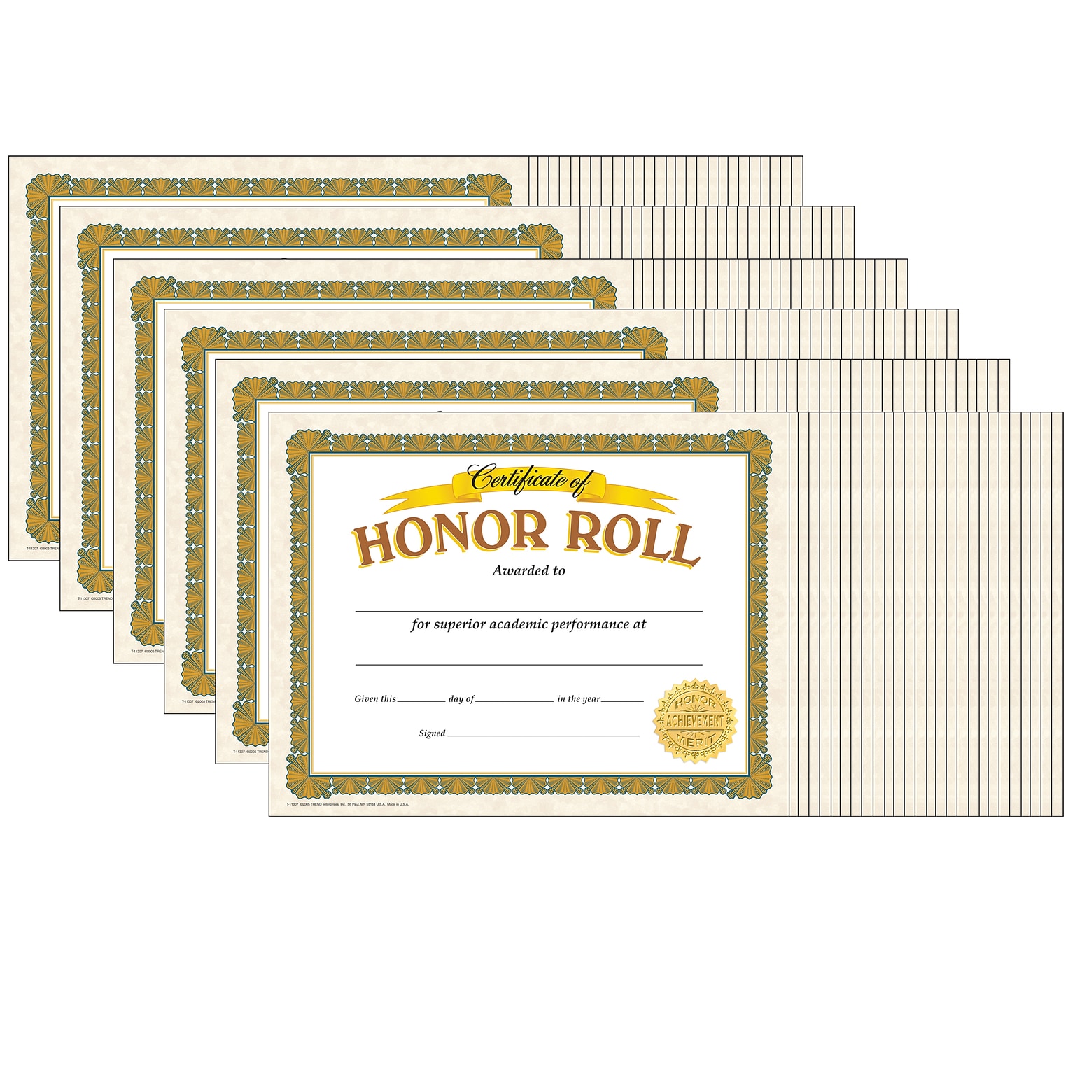 TREND Honor Roll Classic Certificates, 30 Per Pack, 6 Packs (T-11307-6)