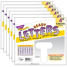 TREND 4 Casual Uppercase Ready Letters, White, 71 Characters/Pack, 6 Packs (T-1567-6)