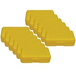 Romanoff Plastic Pencil Box, Yellow, 12/Pack (ROM60203-12)