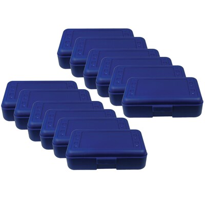 Romanoff Plastic Latch Pencil Case, Blue, Pack of 12 (ROM60204-12)