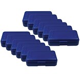 Romanoff Plastic Pencil Box, Blue, 12/Pack (ROM60204-12)