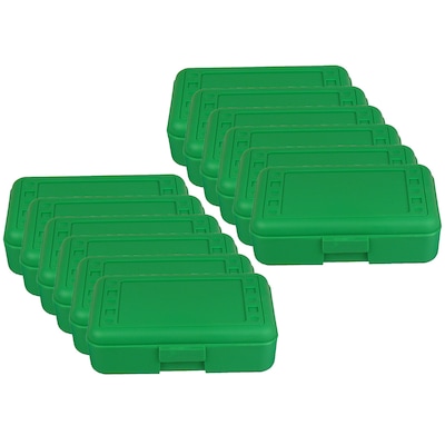 Romanoff Plastic Latch Pencil Case, Green, Pack of 12 (ROM60205-12)