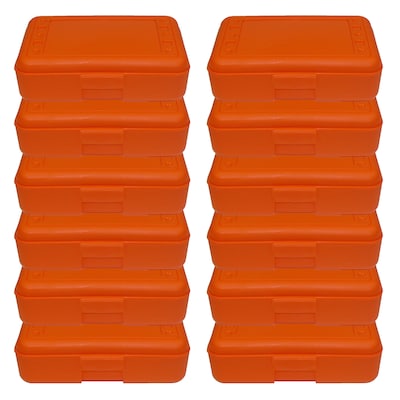 Romanoff Plastic Latch Pencil Case, Orange, Pack of 12 (ROM60209-12)