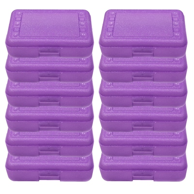 Romanoff Plastic Latch Pencil Case, Purple Sparkle, Pack of 12 (ROM60286-12)