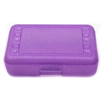 Romanoff Plastic Latch Pencil Case, Purple Sparkle, Pack of 12 (ROM60286-12)