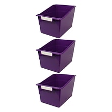Romanoff Plastic Tattle® Wide Shelf File, 11 x 8 x 7.5, Purple, Pack of 3 (ROM77306-3)