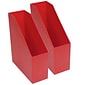 Romanoff Plastic Magazine File, 9.5" x 3.5" x 11.5", Red, Pack of 2 (ROM77702-2)