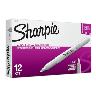 Sharpie® Fine Point Permanent Marker, Metallic Silver, Pack of 12 (SAN39100-12)
