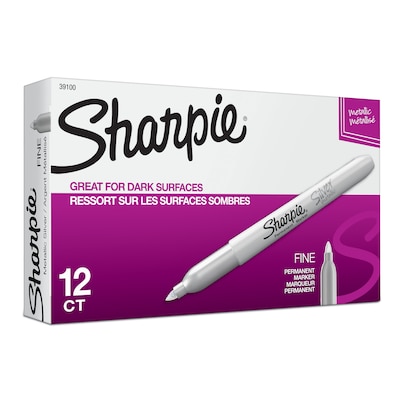 Sharpie® Fine Point Permanent Marker, Metallic Silver, Pack of 12 (SAN39100-12)