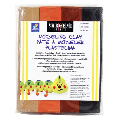 Sargent Art Non-Hardening Modeling Clay, 1 lbs., Earth Tone Colors, 12 Packs (SAR224009-12)