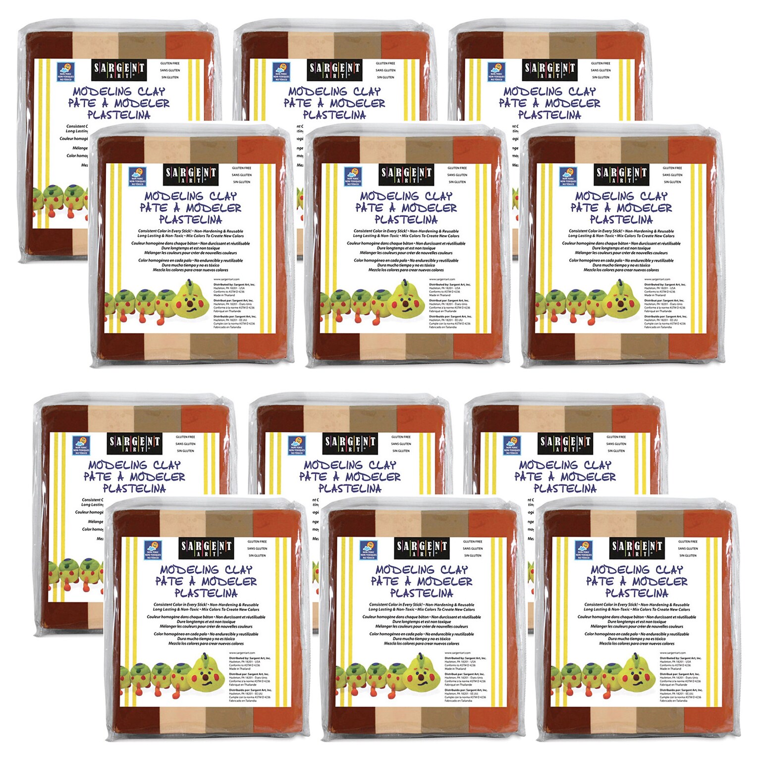Sargent Art Non-Hardening Modeling Clay, 1lb/Pack, Colors Of My Friends, 12 Packs (SAR224044-12)