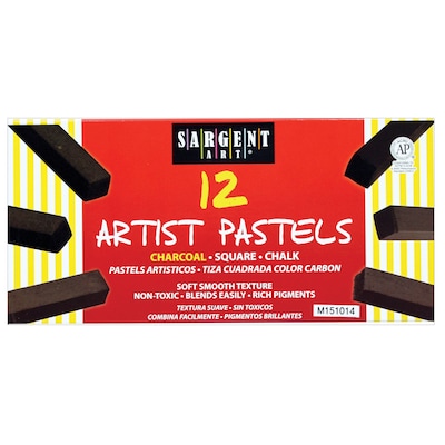 Sargent Art Artist Square Chalk Pastels, Charcoal, 12/Pack, 3 Packs (SAR224115-3)