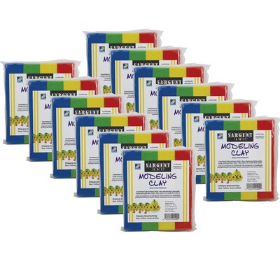 Sargent Art Non-Hardening Modeling Clay, 1 lbs., Primary Colors, 12 Packs (SAR224400-12)