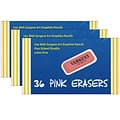 Sargent Art Block Erasers, Pink, 36/Pack, 3 Packs (SAR361012-3)