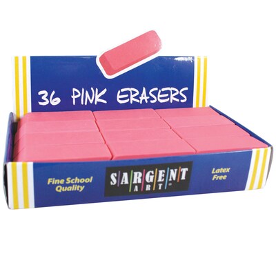 Sargent Art Block Erasers, Pink, 36/Pack, 3 Packs (SAR361012-3)