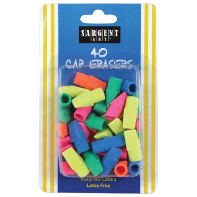 Sargent Art Cap Eraser, Assorted Colors, 40/Pack, 12 Packs (SAR361015-12)