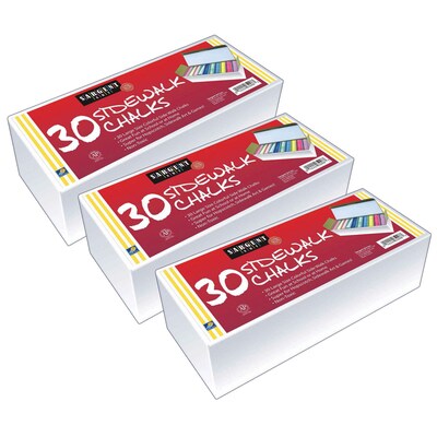 Sargent Art Jumbo Sidewalk Chalk, Assorted Colors, 30/Pack, 3 Boxes/Bundle (SAR665098-3)