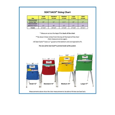 Seat Sack® Laminated Fabric Small Seat Sack, 12, Yellow, 2/Bundle (SSK00112YL-2)