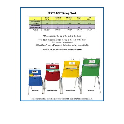 Seat Sack® Laminated Fabric Small Seat Sack, 12", Yellow, 2/Bundle (SSK00112YL-2)