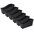 STOREX Plastic Large Book Bin, 7 x 14.5 x 5.25, Black, Pack of 6 (STX70109E06C-6)