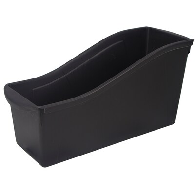 STOREX Plastic Large Book Bin, 7" x 14.5" x 5.25", Black, Pack of 6 (STX70109E06C-6)