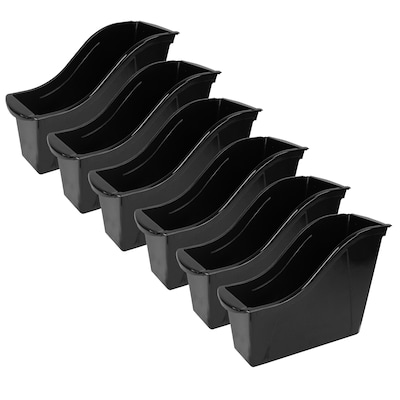 Storex Plastic Small Book Bin, 8.5 x 12 x 4.5, Black, Pack of 6 (STX70123E06C-6)