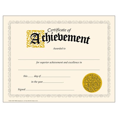 Trend Enterprises Achievement Certificates, 8.5 x 11, Multicolor, 6/Bundle (T-2562-6)